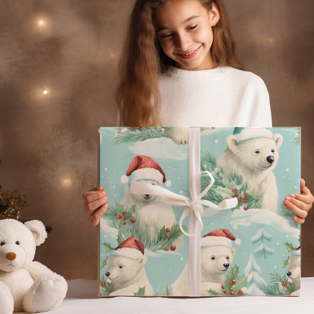 Modern Cute Christmas Teddy Bear Wrapping Paper (Creator Uploaded)