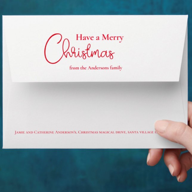 Modern Cute Christmas tree Red Calligraphy Script Envelope (Creator Uploaded)