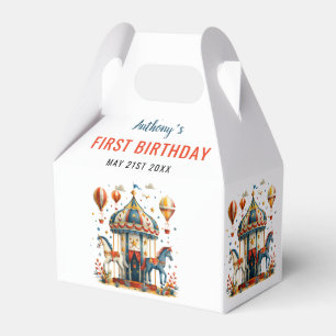 Modern Cute Circus Carnival Festival 1st Birthday  Favour Box