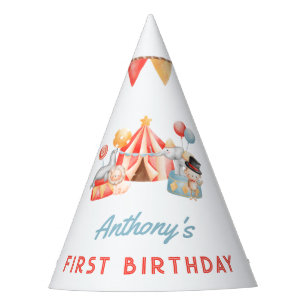 Modern Cute Circus Carnival Fiesta First Birthday Party Hat