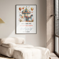 Modern Cute Circus Carnival Fiesta First Birthday