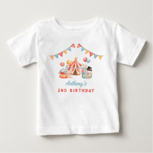 Modern Cute Circus Carnival Fiesta Second Birthday Baby T-Shirt