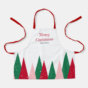 Modern Cute Colourful Christmas Tree Kids Apron