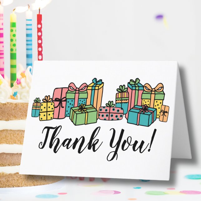 Modern Cute Colourful Happy Birthday Thank You Card (Bright Colorful Happy Birthday Thank You Card)