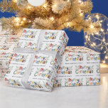 Modern Cute Colourful Merry Christmas Family Wrapping Paper<br><div class="desc">Modern Cute Colourful Merry Christmas Family Wrapping Paper</div>