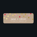 MODERN cute confetti spots gold red pink kraft<br><div class="desc">NOTE - the shiny gold image is a printed picture Adhere to the back of your envelopes as a classy, personalised return address label. Setup as a template it is simple for you to add your own details, or hit the customise button and you can add or change text, fonts,...</div>