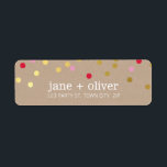 MODERN cute confetti spots gold red pink kraft<br><div class="desc">NOTE - the shiny gold image is a printed picture Adhere to the back of your envelopes as a classy, personalised return address label. Setup as a template it is simple for you to add your own details, or hit the customise button and you can add or change text, fonts,...</div>