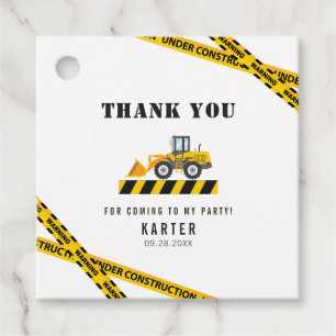 Modern Cute Construction Birthday Thank You Gifts Favour Tags