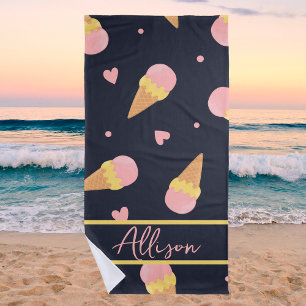 Modern Cute Cool Summer Ice Cream Stylish Beach Towel