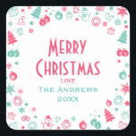 Modern Cute Custom Christmas Gift Labels<br><div class="desc">Modern custom Christmas gift labels with cute blue and pink Christmas pattern surrounding Merry Christmas text and your personalisation.</div>