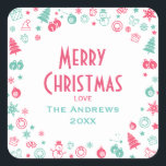 Modern Cute Custom Christmas Gift Labels<br><div class="desc">Modern custom Christmas gift labels with cute blue and pink Christmas pattern surrounding Merry Christmas text and your personalisation.</div>