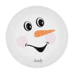 Modern Cute Custom Smiling Snowman face Cutting Bo Cutting Board