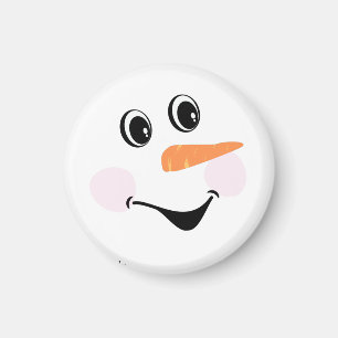 Modern Cute Custom Smiling Snowman face Magnet