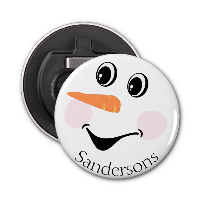 Modern Cute Custom Snowman face   Bottle Opener (Front)
