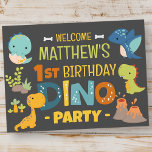 Modern Cute Dino Dinosaur Kid's Birthday Party Garden Sign<br><div class="desc">Composed of fun sans serif handwritten typography; Cute T-REX dinosaurs in the backgroud

This is designed by Select Party Supplies,  exclusive for Zazzle.

Available here:
http://www.zazzle.com/store/selectpartysupplies</div>