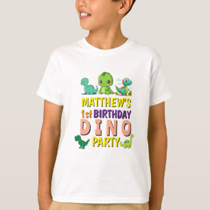 Modern Cute Dino Dinosaur Kid's Birthday Party T-S T-Shirt