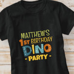 Modern Cute Dino Dinosaur Kid's Birthday Party T-Shirt<br><div class="desc">Composed of fun sans serif handwritten typography; Cute T-REX dinosaurs in the backgroud

This is designed by Select Party Supplies,  exclusive for Zazzle.

Available here:
http://www.zazzle.com/store/selectpartysupplies</div>