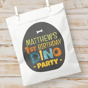 Modern Cute Dino Dinosaur Kid's Birthday Thank You Favour Bags