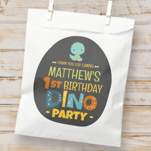 Modern Cute Dino Dinosaur Kid's Birthday Thank You Favour Bags