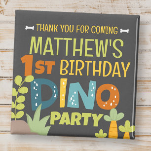 Modern Cute Dino Dinosaur Kid's Birthday Thank You Magnet