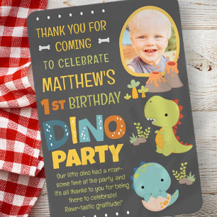 Modern Cute Dinosaur Dino Kid's Birthday Party Thank You Card