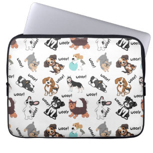 Modern Cute Dog and Woof! Electronics Laptop Bag