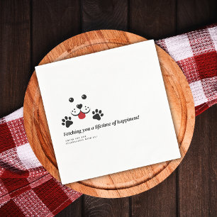 Modern Cute Dog White Minimalist Wedding Napkin