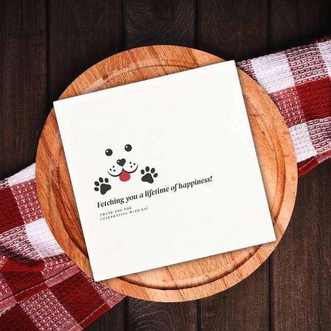 Modern Cute Dog White Minimalist Wedding Napkin (Creator Uploaded)