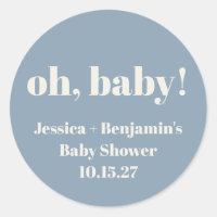 Modern Cute Dusty Blue Baby Shower Custom Name