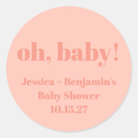 Modern Cute Dusty Peach Baby Shower Custom Name