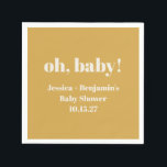 Modern Cute Dusty Yellow Baby Shower Custom Name Napkin<br><div class="desc">Modern Cute Dusty Yellow Baby Shower Custom Name Napkins</div>
