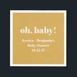 Modern Cute Dusty Yellow Baby Shower Custom Name Napkin<br><div class="desc">Modern Cute Dusty Yellow Baby Shower Custom Name Napkins</div>