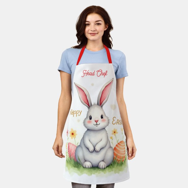 Modern Cute Easter Bunny And Eggs Collection Apron (Worn)