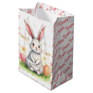 Modern Cute Easter Bunny And Eggs Collection Medium Gift Bag