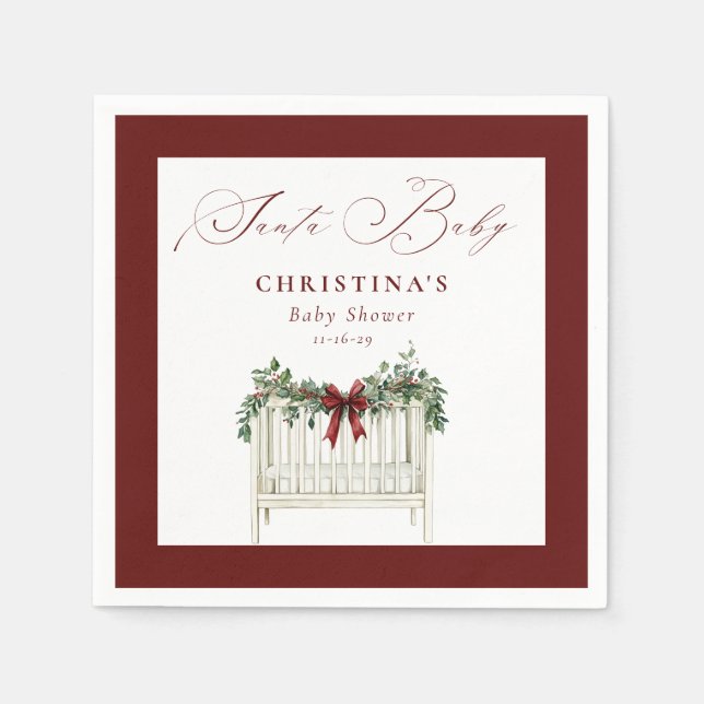 Modern Cute Elegant Santa Baby Baby Shower  Napkin (Front)