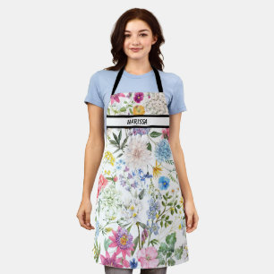Modern Cute Floral Customisable Name Apron
