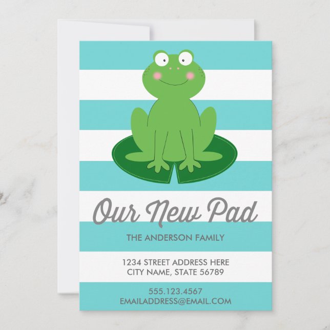 Modern Cute Frog Moving Announcement (Front)