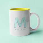 Modern Cute Fun Custom Name 3D Monogram<br><div class="desc">Cute monogrammed mug with your custom name as a shadow initial in teal and turquoise. Modern,  minimalist,  simple,  and fun,  this typography driven design makes for a cool personalised gift!</div>