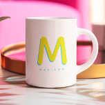 Modern Cute Fun Custom Name 3D Monogram<br><div class="desc">Cute monogrammed mug with your custom name as a shadow initial in citrus and mint. Modern,  minimalist,  simple,  and fun,  this typography driven design makes for a cool personalised gift!</div>