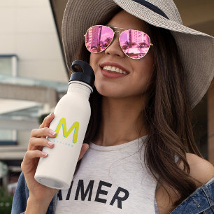 Modern Cute Fun Custom Name 3D Monogram 532 Ml Water Bottle