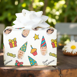 Modern Cute Funny Birthday Photo  Wrapping Paper