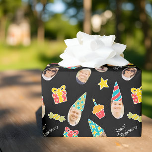 Modern Cute Funny Birthday Photo  Wrapping Paper