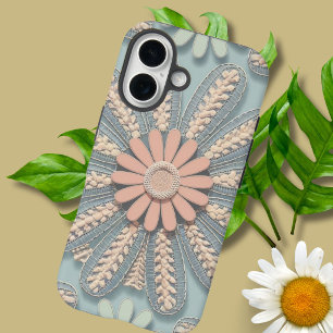 Modern cute girly blue and pink floral Chic Teen iPhone 16 Case