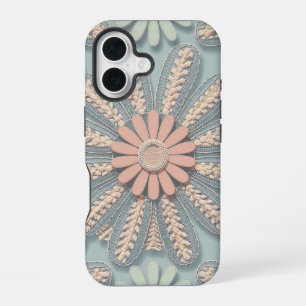 Modern cute girly blue and pink floral Chic Teen iPhone 16 Case