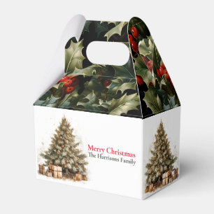 Modern Cute Gold Christmas Tree Wishes Favour Box