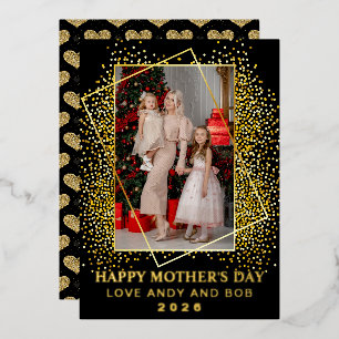 Modern Cute golden Heart Happy Mothers day photo