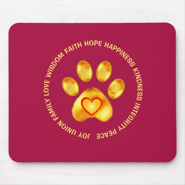Modern Cute Golden Paw Mouse Pad (Front)