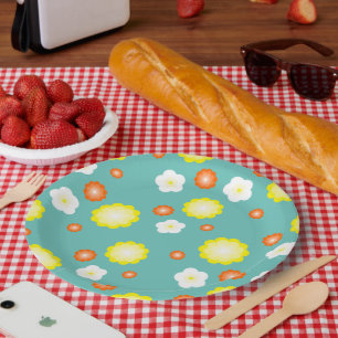 Modern cute gradient Daisy flowers pattern girly Paper Plate