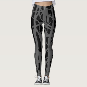 Modern Cute Grey & Black Leggings