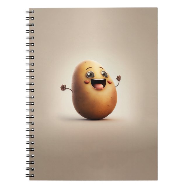 Modern Cute Happy Potato in the Garden Gift Notebook (Front)